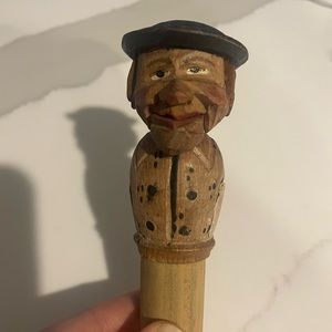 1950s Anri wood carving michanical bottle stopper.
